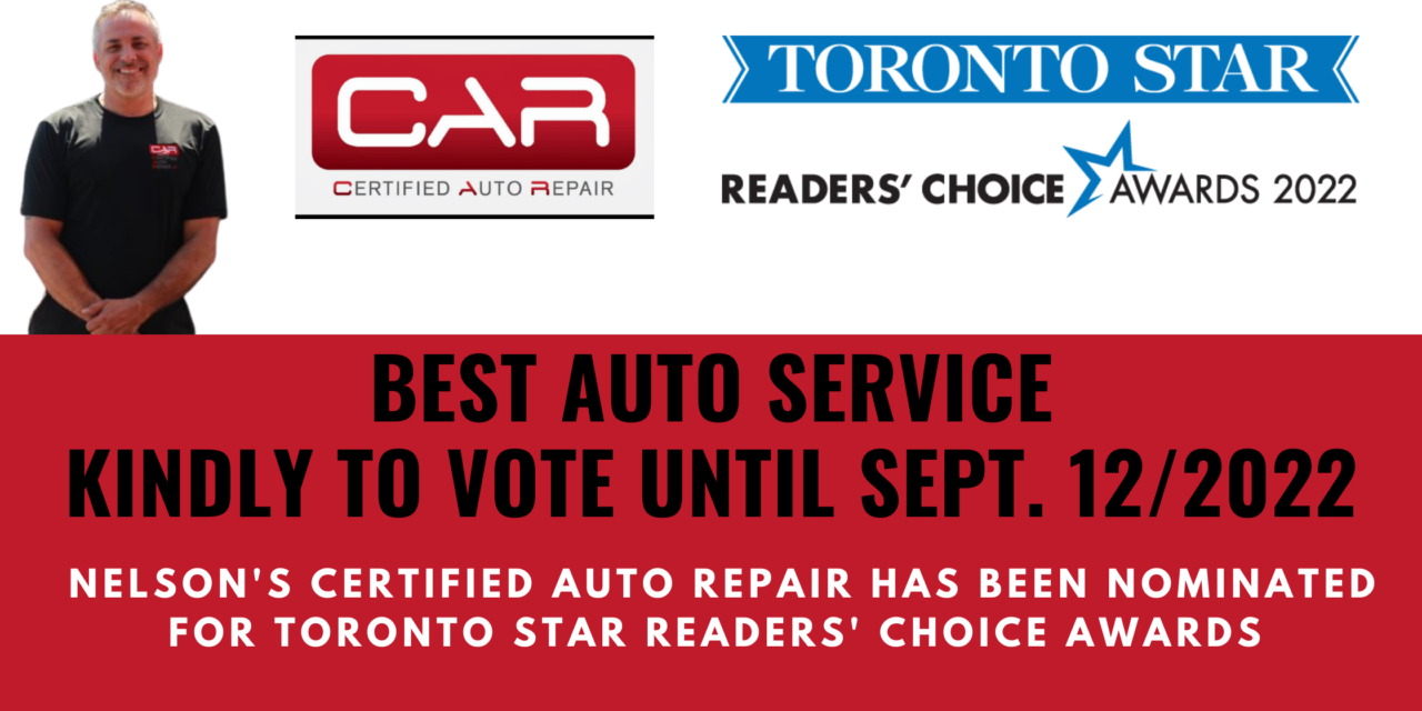 Vote for Nelson’s Certified Auto Repair on Toronto Star’s Readers’ Choice Awards